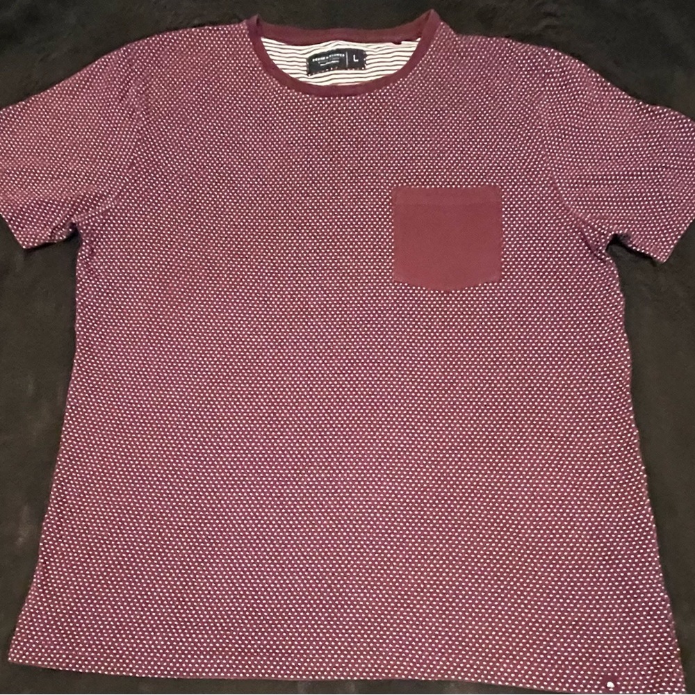 Denim & Flower-Micky Singn. Maroon dotted/Short sleeve T-shirt.